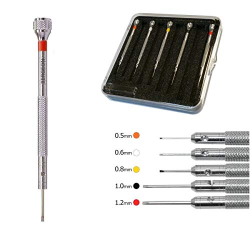 Bergeon 55-605 2868 Set of 5 Chrome Plated Brass Screwdrivers Watch Repair Kit