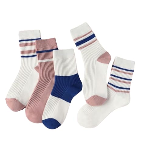 chanstore 5 pares – Calcetines largos de baloncesto para hombre, para estudiantes, parejas, deportes, barco, primavera/verano, Pc003 - Calcetines medios (polvo de bayas de frambuesa), talla única