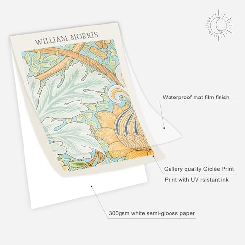 Image of Habseligkeit William Morris Wall Art Prints, Retro Wall Decors for Room Aesthtic, Warm Posters for Bedroom Decor Aesthetic Unframed, 8x10in, Set of 6