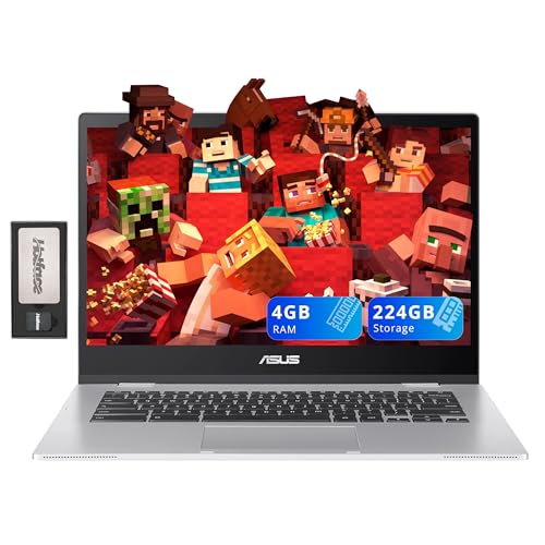 ASUS Chromebook CX1 14" FHD Anti-Glare Laptop, Intel Celeron N4500, 4GB RAM, 224GB Storage (64GB eMMC+160GB Docking Station Set), Intel UHD Graphics, WiFi 6, Long Battery Life, Chrome OS, Silver