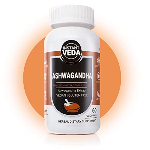 INSTANT VEDA Ashwagandha Capsules for Men & Women | pure Ashwagandha Extract | For Energy, Strength & Stress Relief |60 Veg Capsules INSTANT VEDA Ashwagandha Capsules for Men & Women | pure Ashwagandha Extract | For Energy, Strength & Stress Relief |60 Veg Capsules