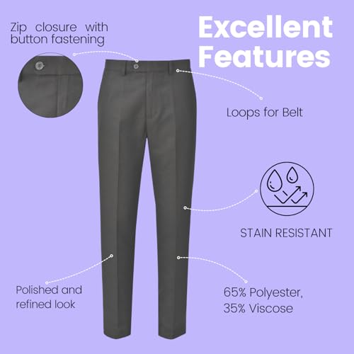 Pantalon scolaire en téflon anti-taches avec taille réglable pour garçon gris