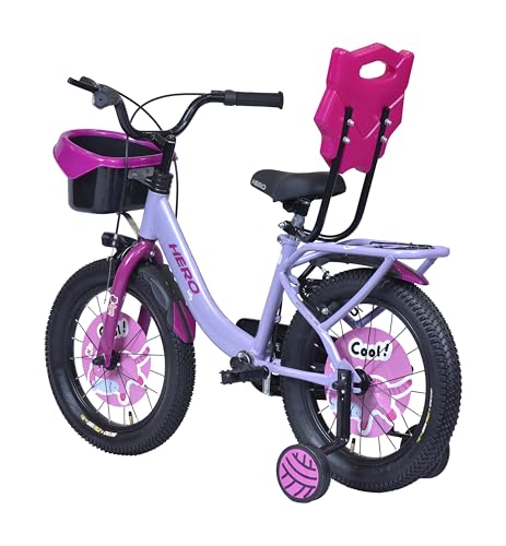 Image of Hero Kitty 16T Single Speed Bicycle for Kids with Training Wheels | Pink | Rigid | Caliper Brake | 10.5 inch Steel Frame | Rider Height : 3ft 6 inch - 3ft 11 inch | 85% Pre-Assembled(Ready to Ride in 5 Mins)