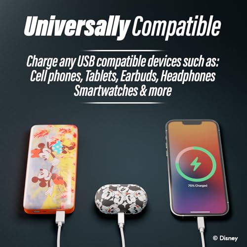 Disney-Mickey-Mouse-and-Friends-10000Mah-Power-Bank-Universally-Compatible-Portable-Phone-Charger-Battery-Pack-wUSB-Charging-Port-Gifts-for-Women-Men-Teens-and-All-Fans-of-Mickey-Mouse