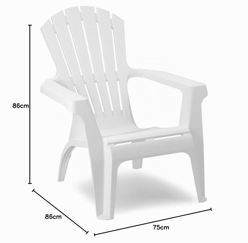 Sedia da Giardino Dolomiti con braccioli, Poltrona Impilabile in Plastica per Esterno, Disponibile in 5 Colori (Bianco)