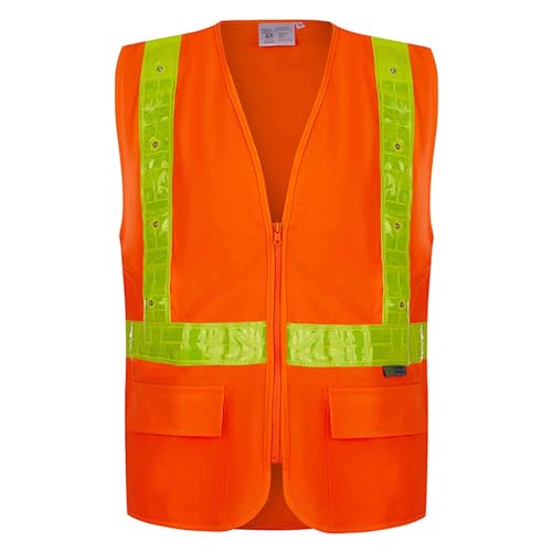 3C Products ANSI/ISEA Class 2 Hi-Vis LED Safety Vest 16 Bright LED Lights Yellow PVC Reflective, Zipper, Pockets (M, Orange)
