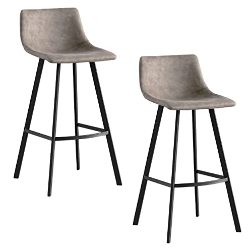 Image of Leick Home Kienan Bar Stool, Dapple Gray, Black