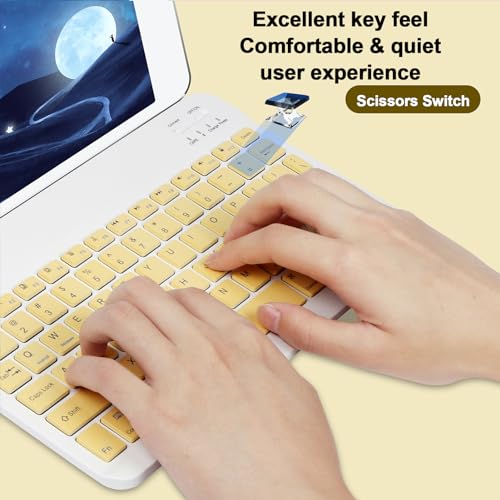 Image of Bluetooth Keyboard and Mouse Combo Ultra-Slim Portable Rechargeable Compact Wireless Mouse Keyboard Set for Pad /iPad Pro /iPad Mini /iPad Air Mac OS,Android Windows iOS and Above(Yellow)