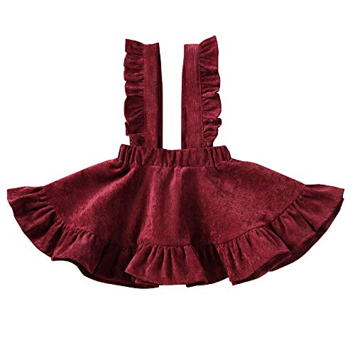 Image of Specialcal Baby Girls Velvet Suspender Skirt Infant Toddler Ruffled Casual Strap Sundress Summer Outfit Clothes