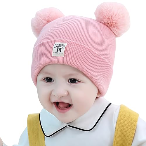 Sombrero de Bebé Niña Lindo Oso Oreja Recién Beanie Gorro de Punto Cálido Guante Guantes Suaves para Recién Nacidos Bebé Niña Niños Gorro de Punto para Niños Pequeños