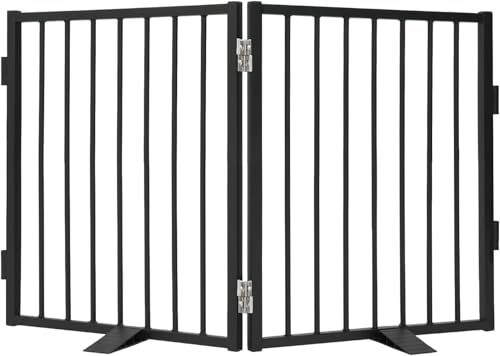Snagle Paw Vollmetall Freistehend Absperrgitter,für den Innenbereich Hundegitter mit Bodenschonenden Stützfüßen,Treppengitter für Hund 102x61cm(BxH) Faltbares Schutzgitter für Treppen,Flure und Türen
