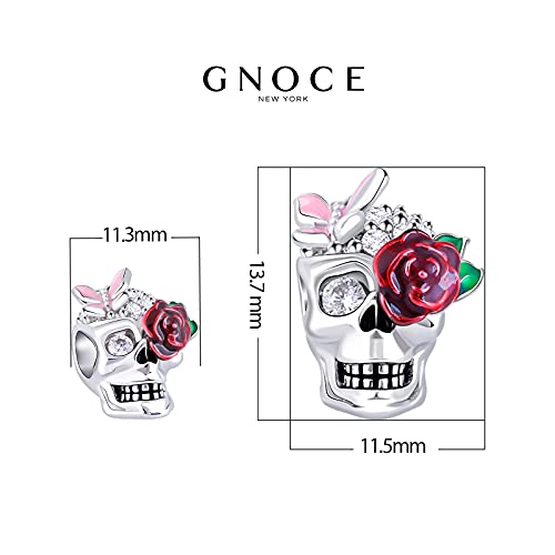 Gnoce Sugar Skull Charm For Bracelets S925 Silver Charm For Women Fit Us European Bracelets Necklaces (Rose Skull) #TOP6