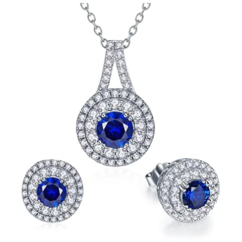 925 Sterling Silver Necklace Sapphire Birthstone Pendant Jewellery for Women Wife Girlfriend Mum Christmas Gifts Valentine's Day Birthday Cover