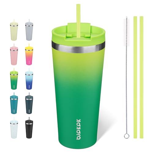 Image of BJPKPK 22 oz Coffee Tumbler with Straw, Insulated Stainless Steel Cup