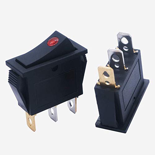 Mxuteuk KCD3-101N-4C-MY 8Pcs 12V Illuminated Rocker Switch Toggle Power Spst On-Off Switch Snap-In 3 Pin 2 Position Red Yellow Green Blue Led Light thumb #3