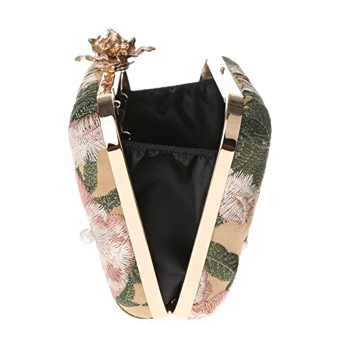 Image of Womens Vintage Floral Embroidery Clutch Evening Handbag Shoulder Bags Purse for Wedding Party Prom