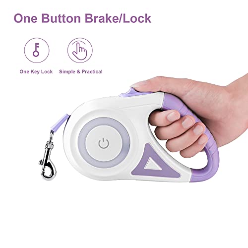SUPERNIGHT Hundeleine Rollleine 5m ausziehbare Leine mit Licht 360° Verhedderungsfreier Leinenverlängerung Break&Lock System Anti-Kau Nylonband für Kleine und Mittelgroße Hunde bis 20kg