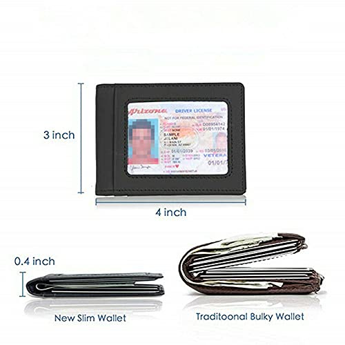 RFID Men's Leather Slim Bifold Money Clip Wallet Front Pocket Credit Card Holder3