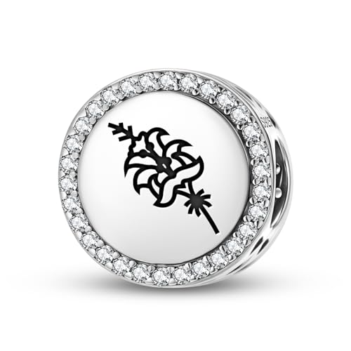 La Mejor Lista de Lirio Persa los más recomendados. 41 Abalorio con símbolo espiritual de lirio persa en plata de ley 925 con emblema redondo para mujer, compatible con pulseras Pandora