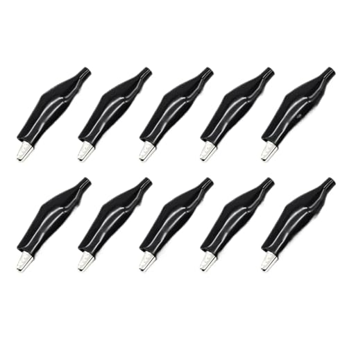 Large Black Red Soft Plastic Coated Testing Probe Test Clips 10Pcs Metal Clip Crocodile Electrical Clamp