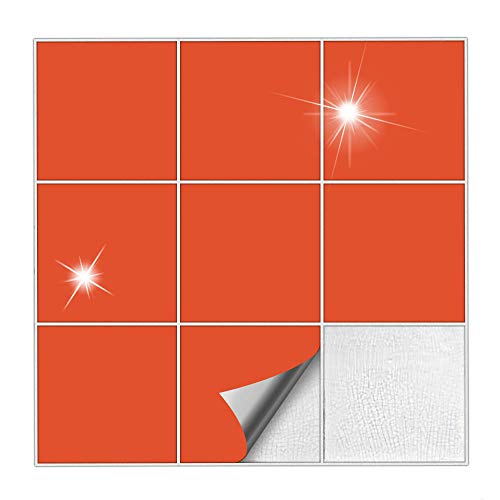 Kiwistar Adhesivo para azulejos, color naranja brillante, 5 x 5 cm, 50 unidades, diseño de azulejos
