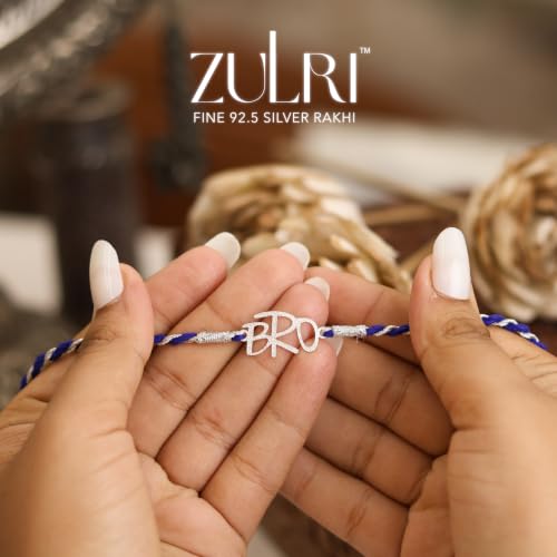 Image of 925 Sterling Silver BRO Cool Luxury Rakhi for Bhai Cotton Thread | Rakshabandhan Rakhi With Fragrance Greeting Card & Roli Chawal and Certificate of Authenticity 925 Silver