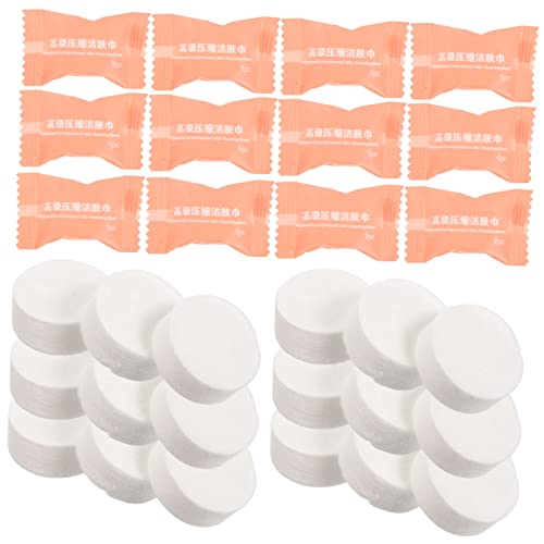 SOESFOUFU Mini Portable Compressed Towel Tablets 50pcs Travel Washcloths Disposable Face Wipes Easy to Store Perfect for Travel