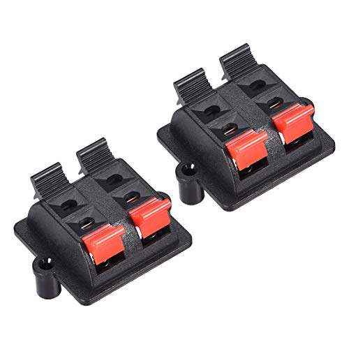 Conector de 4 vías para altavoz uxcell con liberación a presión y muelles de sujeción 2 uds