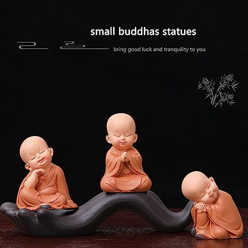 Conjunto de 3 Figuras Estatua Buda Bebé para Decoración miniatura 2
