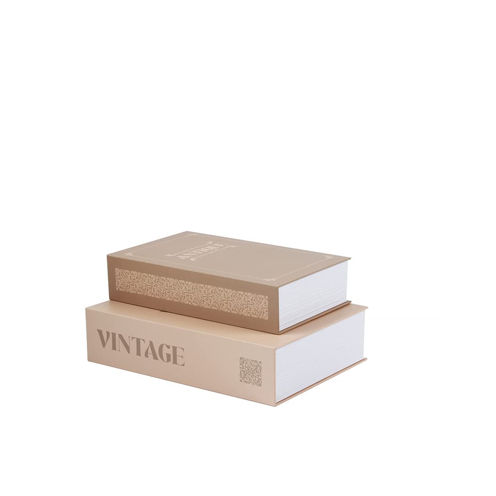 Limitless Hidden Book Safe Metallschlossbox mit 3-stelligem Zahlenschloss, 2er-Pack (Antik/Vintage)
