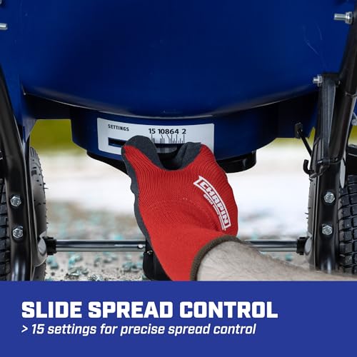 Image of CHAPIN 80 lb Salt Spreader, Precision Control for Winter Use | Rain and snow cover included; adjustable side baffles and gate control help direct material where needed