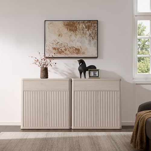 SICOTAS Buffet Cabinet with Storage - Accent Fluted Storage Cabinet with 2 Doors & 1 Drawer 34.6" Wide Modern Sideboard Credenza Large Buffet Table for Living Room Kitchen Dining Room Entryway Office - Image 6