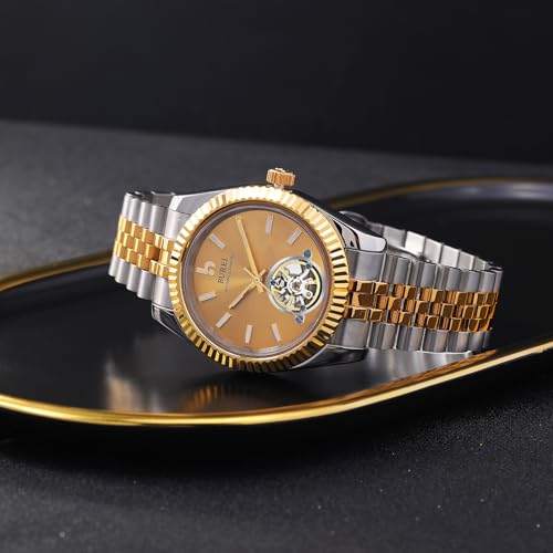 Image of BUREI Men's Classic Luxury Watch Stainless Steel Waterproof Machine Watch Fashion Double Watches Date Sapphire Crystal