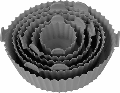 Image of Kmils Reusable Silicon Air Fryer Tray, Non-Stick Baking Tray, Air Fryer Liner, Basket for Air Fryer (Multicolour) (6pc Set Silicon)