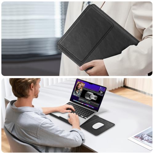 Image of Fintie Sleeve Case for MacBook Neo 13 Inch, MacBook Air 13.6 /13.3 Inch, MacBook Pro 13 Inch, Other Up to 13 inch Laptop Tablet - Slim Bag Cover with Stand, Synthetic Leather, Magnetic Closure, Black