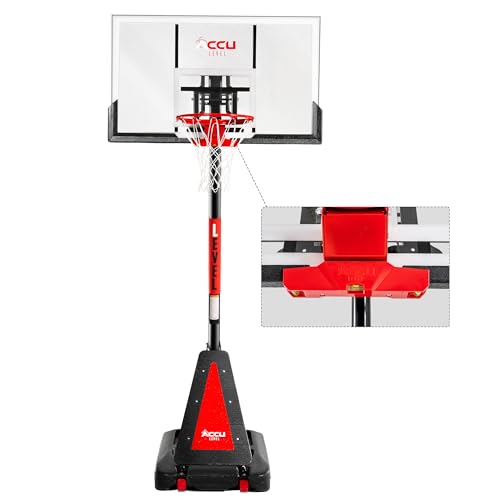 Image of Crank Lift Basketball Hoop Outdoor 7.5-10ft Adjustable Portable Basketball Goal for Youth and Adults 44 Patented Angle Adjustable PC Backboard and Large Fillable Base