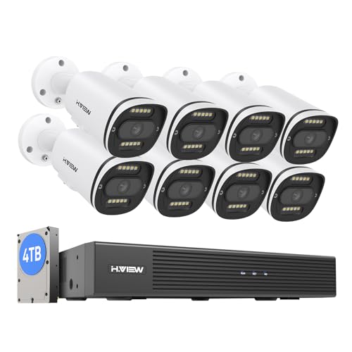 【4K画質・フルカラー撮影・双方向音声】H.View 防犯カメラ 8台セット 4K...