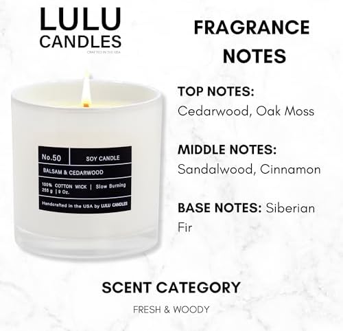 Lulu Candles | Balsam & Cedarwood | Smells Like Fresh Fir | Luxury Scented Soy Jar Candle | Hand Poured in The USA | Highly Scented Long Lasting (9 Oz.) - Thumbnail 4