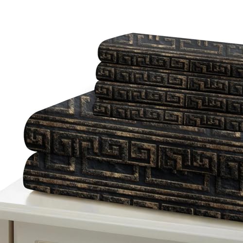 Parure de lit motif grec effet 3D ultra douce et résistante pour lit simple - 7