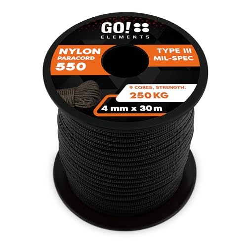 Paracord 550 Typ III | ø 4mm - 11 Kerne - max. 250 kg | 100% Nylonschnur - reißfest & extrem stabil | Nylonseil, Allzweckseil, Reepschnur & Outdoor Seil