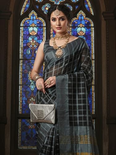 Image of AKHILAM Women's Kanjivaram Woven Soft Silk Saree With Blouse Piece