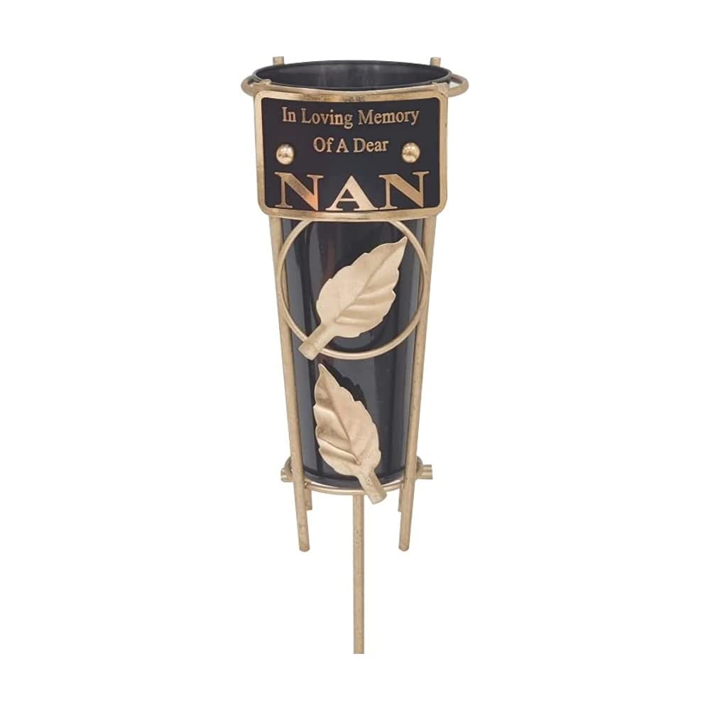 Pride Home & Garden PHG Premium Quality Metallic Flower Holder | Unique Grave Side Flower Vase | Stylish Flower Vase with Heart-warming Saying | Attractive Flower Vase | Golden Black (Nan)