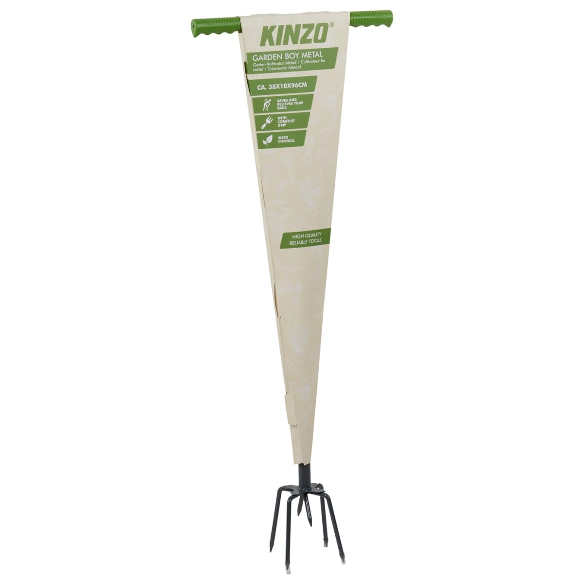 Kinzo Gartenkralle 96 cm - Gartenwerkzeug für Bodenlockerung, Unkrautvernichter mit Ergonomischem Griff