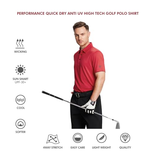 Image of Mens Polo Shirts Short and Long Sleeve Casual Solid Stylish Dry Fit Performance Designed Collared Golf Polo Shirts for Men