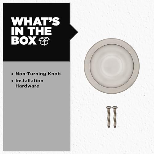 Image of Kwikset Tylo Dummy Door Knob, Single Sided Handle for Closets, French Double Doors, and Pantry, Satin Nickel Non-Turning Interior Push /Pull Door Knob, with Microban Protection
