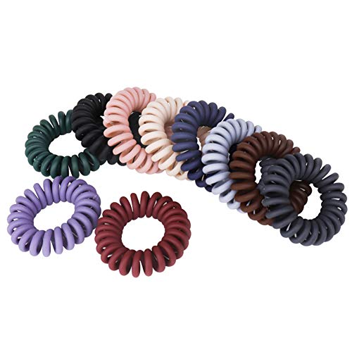 10 Pcs Spiral Hair Ties No Crease, Colorful Traceless Hair Ties, Elastic Coil Hair Ties, Matte Phone Cord Hair Ties, Waterproof Hair Coils for Women Girls, Multicolor