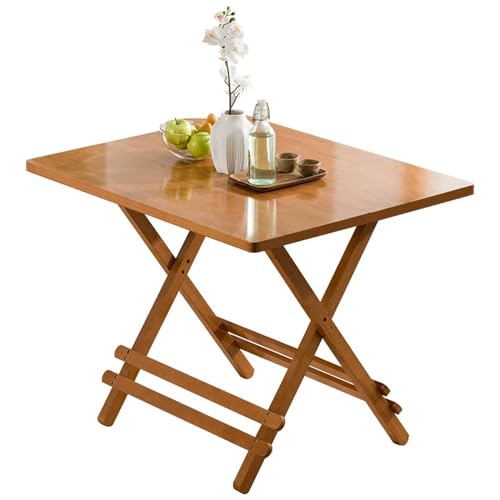 Mesa Auxiliar Plegable para Patio, Mesa Auxiliar de bambú para café y Comedor, Resistente, Capacidad de 150 kg, para jardín, Patio, Porche, Patio. No Requiere instalación,Marrón,60cm/23in