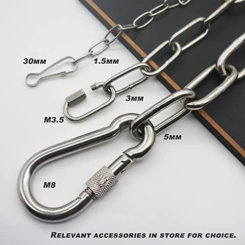 Bytiyar FY-SLC-01 2 Pcs Stainless Steel Safety Chains 20In (L) X 0.12In (T) Long Link Chain Rings Light Duty Coil Chain thumb #3
