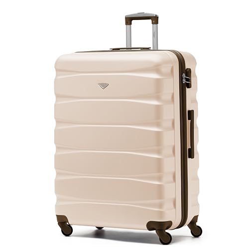 Flight Knight Lightweight 4 Wheel ABS Hard Case Medium Suitcase Approved for Over 100 Airlines Including easyJet, British Airways, Ryanair, Jet2, Emirates & Many More - Check-in Medium Size 25"
