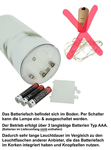 WB wohn trends LED-Flasche mit Motiv, Es gibt Gute Beste Freunde und Uns, grau, 29cm, Glitzer-Flasche Leuchtflasche Lampe mit Text Spruch